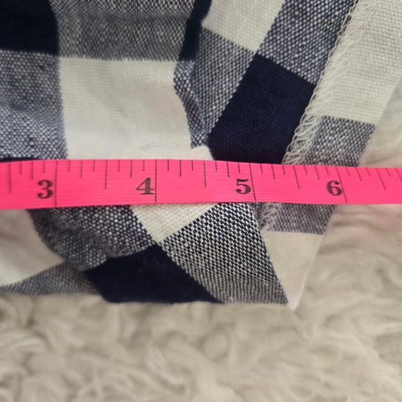 Old Navy High Rise Linen Cotton Blend Plaid Blue White Shorts. Size 14. Side zip - Picture 6 of 10